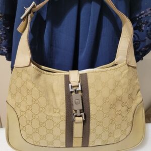 Gucci Beige Monogram Canvas Shoulder Bag